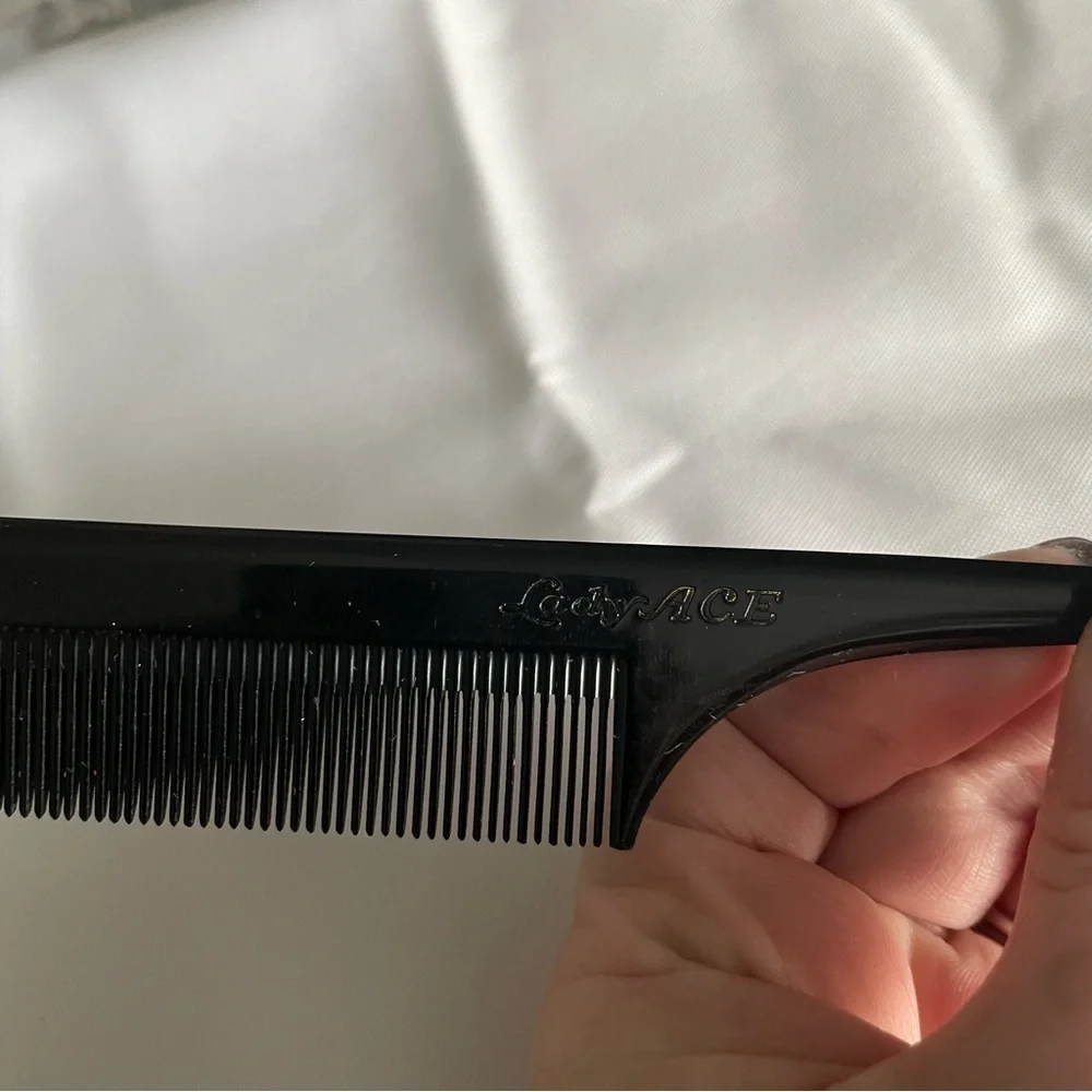 2 Vintage Lady Ace All Purpose Teal Comb And Black Pick Comb Plastic Made In USA